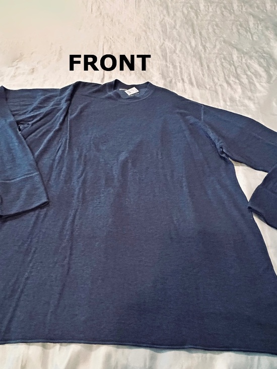 L.L. BEAN Irregular Sweaters - SWEATER, WOOL BLEND, MEDIUM BLUE, SIZE 2X, MADE IN CANADA!!, RIBBED CUFFS & HEM,